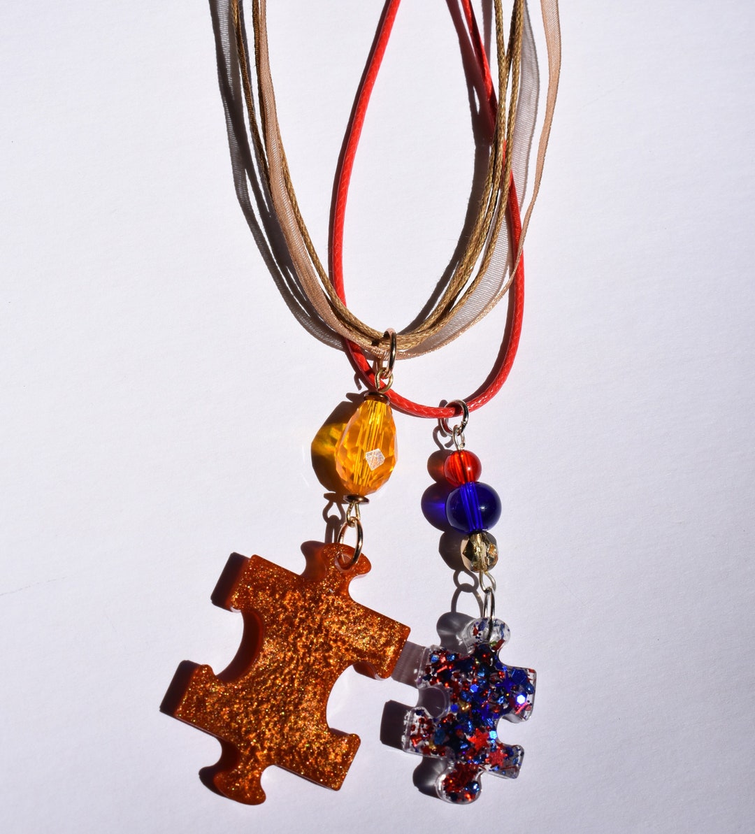 Autism Puzzle Piece Resin Pendant Necklace - Autism Awareness Pendants ...
