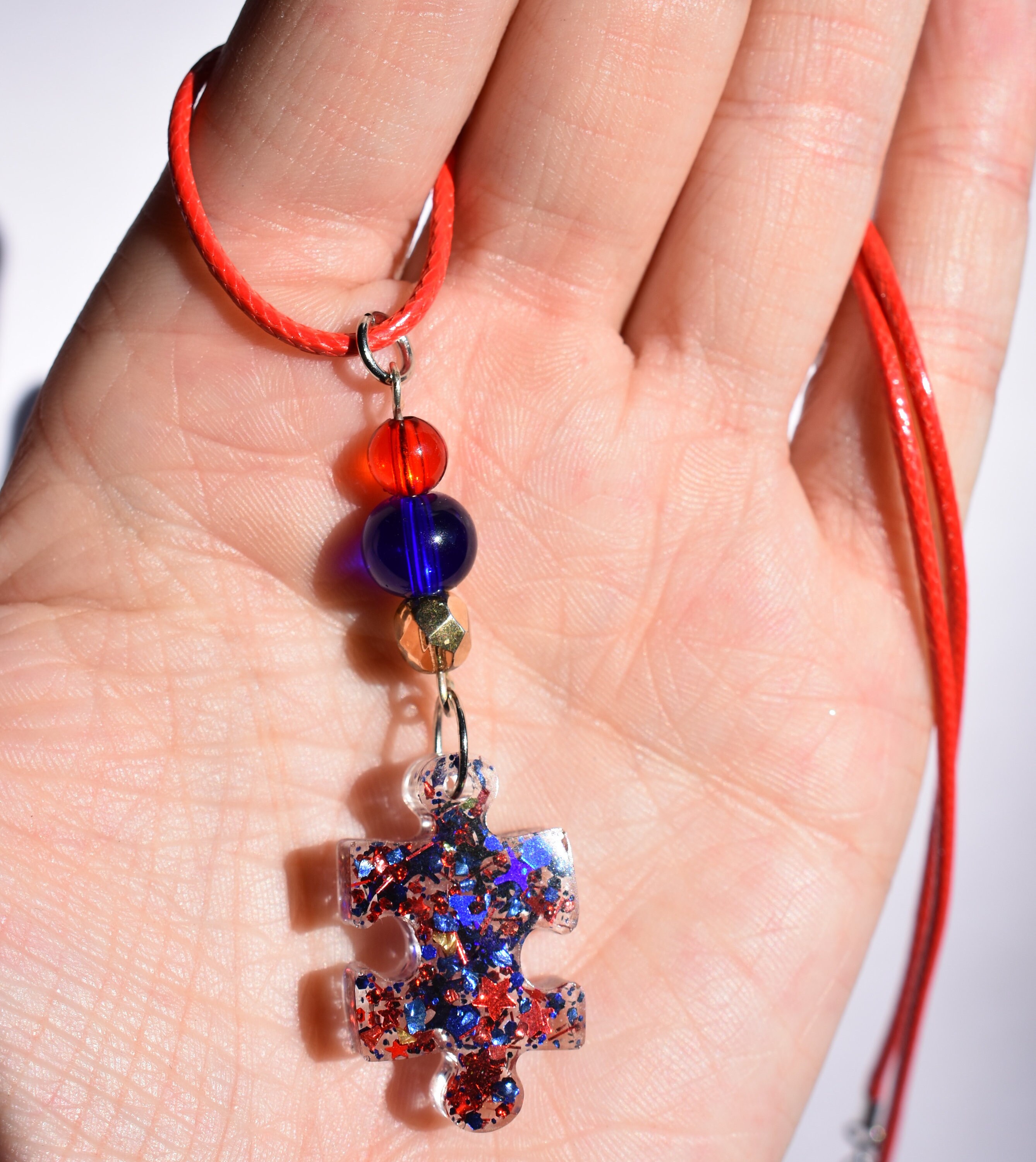 Autism Puzzle Piece Resin Pendant Necklace Autism Awareness Pendants ...