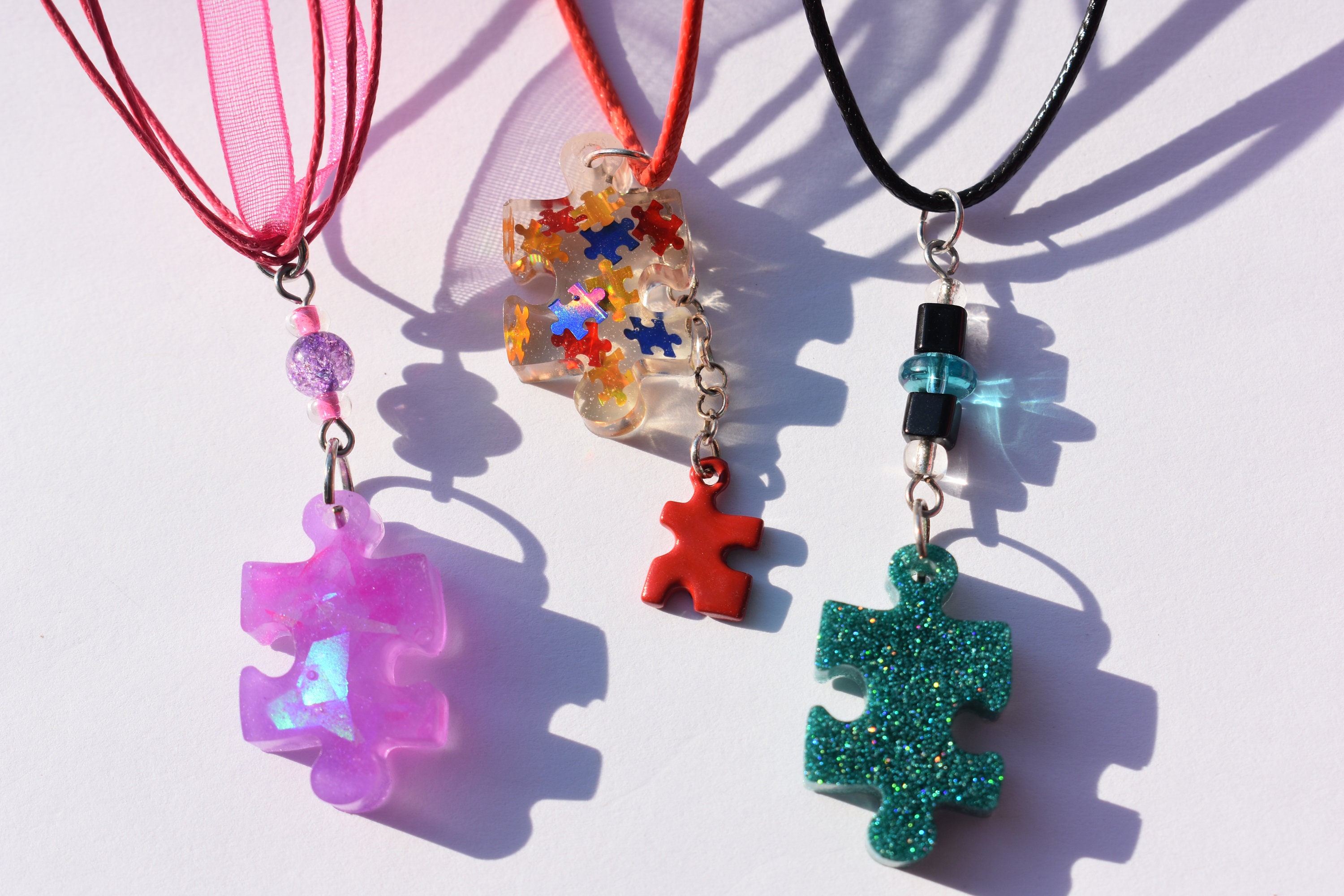Autism Puzzle Piece Resin Pendant Necklace Autism Awareness Pendants ...