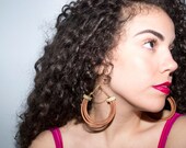 Leather + Chain Hanging Earrings in Chocolate, Natural, Black, Beige and Brown