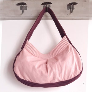 Tasche Shopper aus Leinwand, Sommer, blass rosa und Pflaume, Urlaub, Strand, schicke Bobo, Tote, Leinwand, Aummade