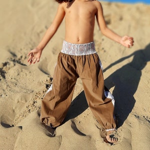 Aladdin girl's winter pants, girl's harem pants, Brown corduroy pants, ethnic pants, boho for girls,  kids designer, Aummade