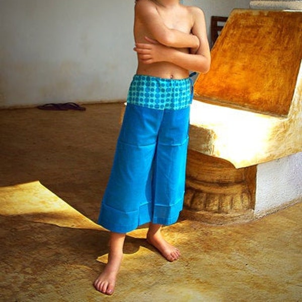 Girl's summer divided skirt, turquoise blue, Thai Fisherman pants, girls, Kids designer, Boho for girls, Aummade