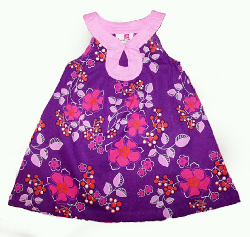 kids fashion A shape dress for girls purple floral print boho summer dress Aummade
