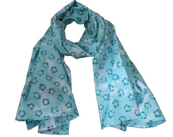 Summer scarf for children, blue stars. Kids scarf, turquoise animal designs. boys or girls, boho for girls, Aummade