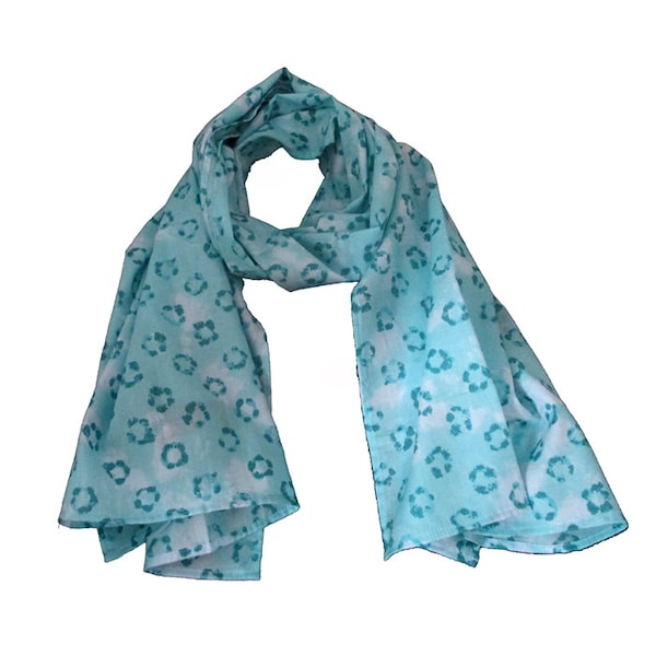 Foulard, écharpe d'enfants printemps-été, imprimé motifs turquoises. bandanna, enfants, bobo pour fille,  Aummade