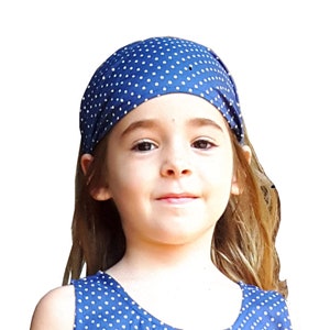 Look 60's retro, dot for girls, Summer girl's set. Dress, blue with white dot and hairband. Vintage, boho dress, simple and elegant, Aummade image 7