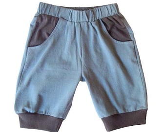 Summer Jersey Bermuda for boy, anthracite blue and grey  blue, boho, Aummade