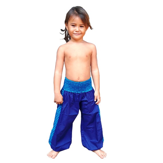 Peacock Eye Kids Harem Pants in Turquoise