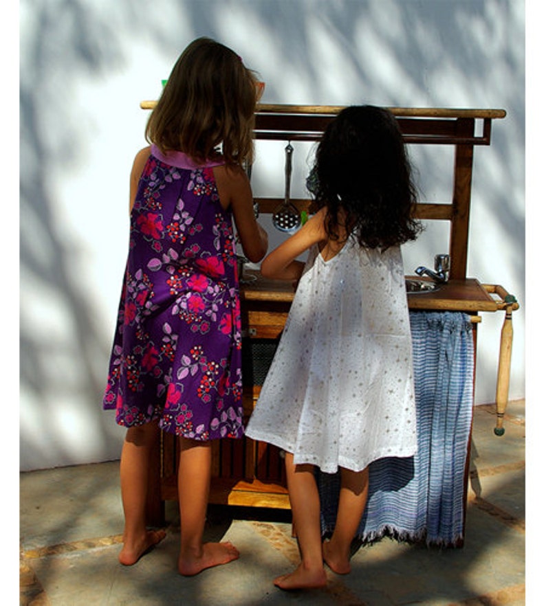 kids fashion A shape dress for girls purple floral print boho summer dress Aummade
