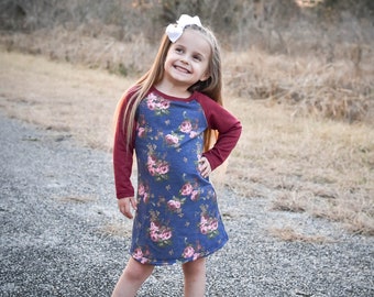 Raglan Dress Upcycled Kids Clothes 23T Knit Dress