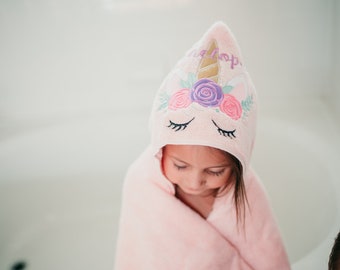 girls hooded bath towel