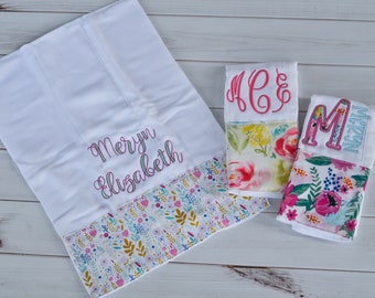 Personalized Burp Cloths - Personalized Baby Gift - Baby Girl Gift - Burp Rags - Baby Shower Gift - Floral Nursery - Floral Nursery Decor