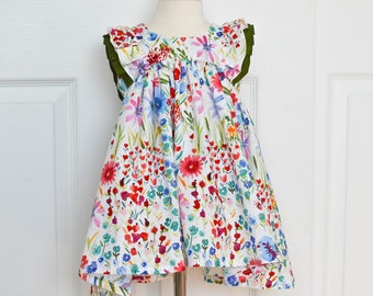 Girls Dresses - Toddler Girl Dress - Wildflower Dress - Flutter Sleeve Dress - Swing Dress - Double Ruffle Sleeve Dress - Baby Girl Dresses