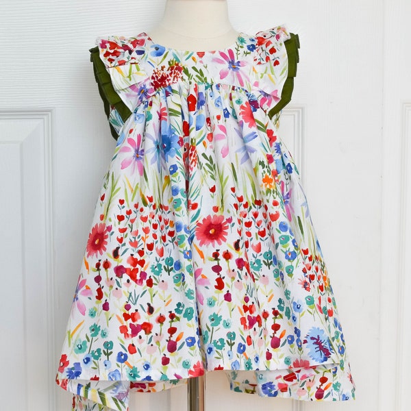 Girls Dresses - Toddler Girl Dress - Wildflower Dress - Flutter Sleeve Dress - Swing Dress - Double Ruffle Sleeve Dress - Baby Girl Dresses