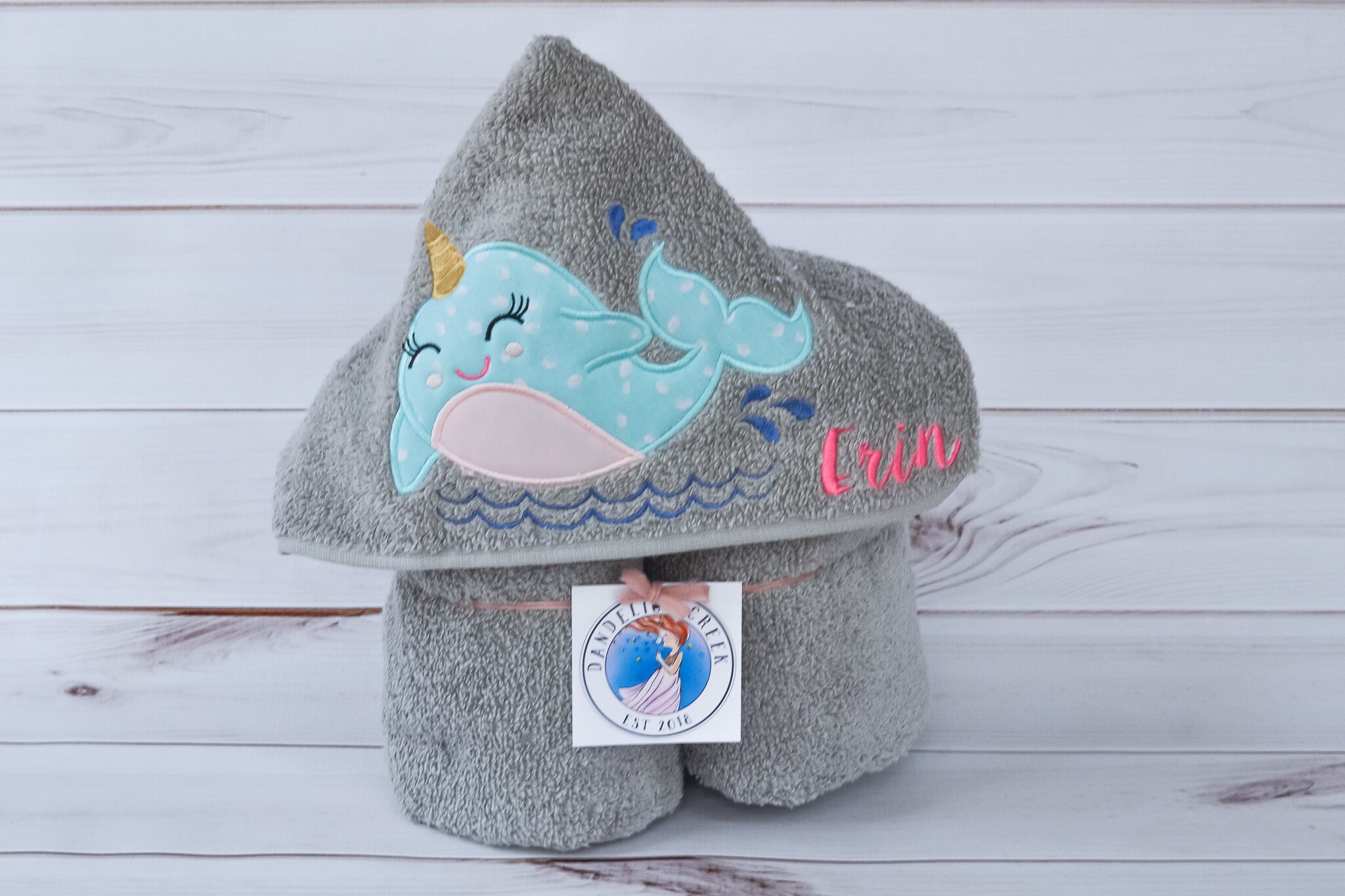 Narwhal Hooded Towel Etsy