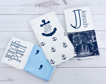 Burp Cloths - Baby Boy Burp Cloths - Anchor Burp Rags - Nautical Baby Gift - Baby Shower Gift - Personalized Burp Cloths - Nautical Nursery