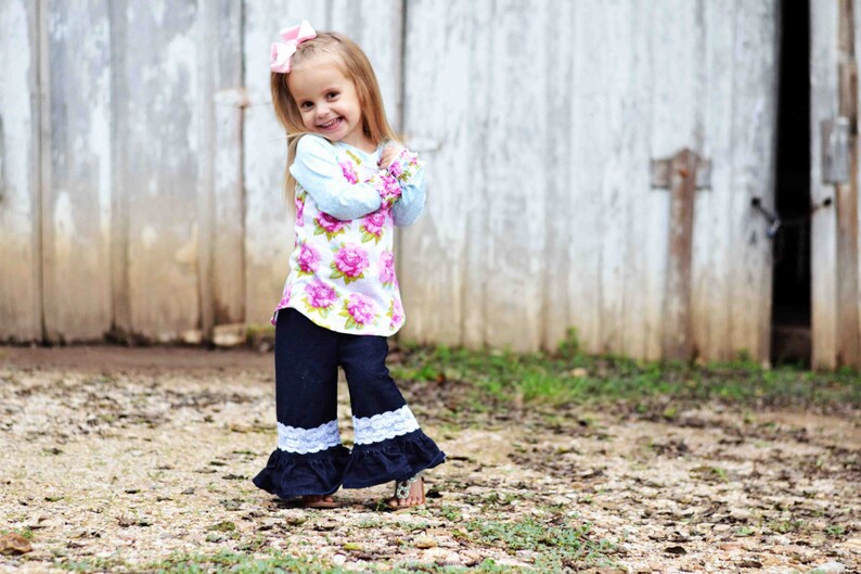 Toddler Raglan Shirt Girls T-Shirt Floral Shirt Raglan Shirt Raglan Girls Shirt Toddler Ruffle Shirt Girls Ruffle Raglan Shirt