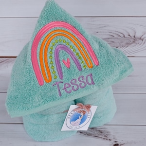 Hooded Towel - Rainbow Towel - Rainbow Gift - Birthday Gift For Girls - Girls Beach Towel - Girls Bath Towel - Girls Bathroom Decor