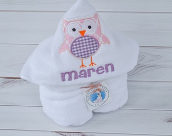 Personalized Hooded Towel - Hooded Baby Towel - Toddler Towel - Kids Bath Towel - Embroidered Towel - Personalized Towel - Owl Towel