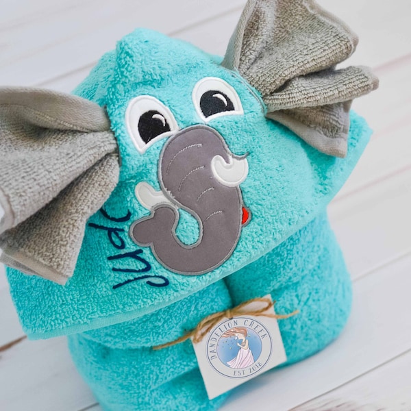 Personalized Hooded Towel - Hooded Towel For Baby - Toddler Towel - Kids Bath Towel - Elephant Towel - Hooded Bath Towel - Kids Beach Towel