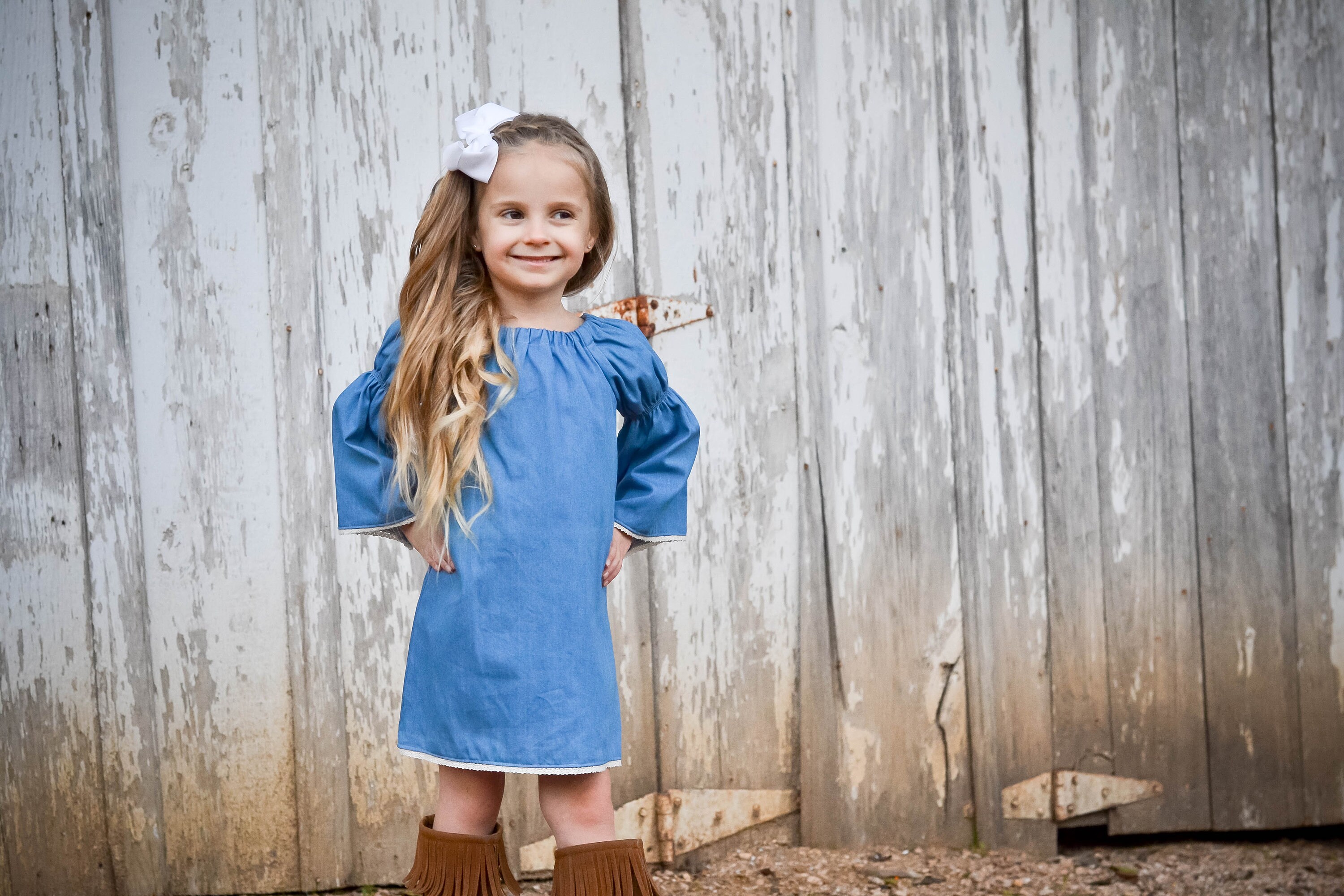 Buy Girls Cap Sleeves Half Denim Floral Printed Rayon Blue Dress Online at  60% OFF | Cub McPaws