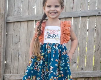 Big Sister - Big Sister Dress - Big Sister Outfit - Cotton Girls Dresses - Sibling Outfits - Personalized Dress - Big Sister Gift - Sundress