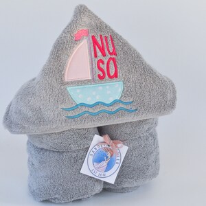 Personalized Hooded Towel - Hooded Towel For Baby - Toddler Towel - Kids Bath Towel - Sail Boat Towel - Hooded Bath Towel - Kids Beach Towel
