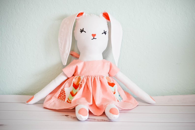 Woodland Decor Christmas Gift For Girls Bunny Nursery Decor Toys For Girls Woodland Nursery Stuffed Bunny Doll Handmade Dolls