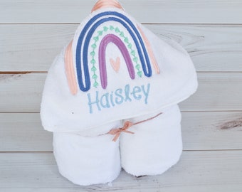 Hooded Towel - Rainbow Towel - Rainbow Gift - Birthday Gift For Girls - Girls Beach Towel - Girls Bath Towel - Girls Bathroom Decor