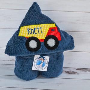 Personalized Hooded Towel - Boys Towel With Hood - Dump Truck Towel - Kids Bath Towel - Toddler Towel - Boys Towels - 1st Birthday Gift