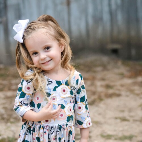 DandelionCreekCo Girls Knit Dress - Girls Fall Dresses - Girls Floral Dress - Simple Girls Dress - Toddler Dress - Play Dress - Fall Outfits - Girls Clothing