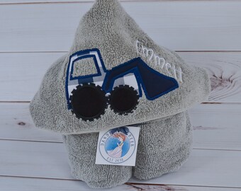 Personalized Hooded Towel - Tractor Towel - Boys Gifts - Kids Bath Towel - Kids Bathroom Decor - Tractor Nursery Theme - Farm Nursery Decor