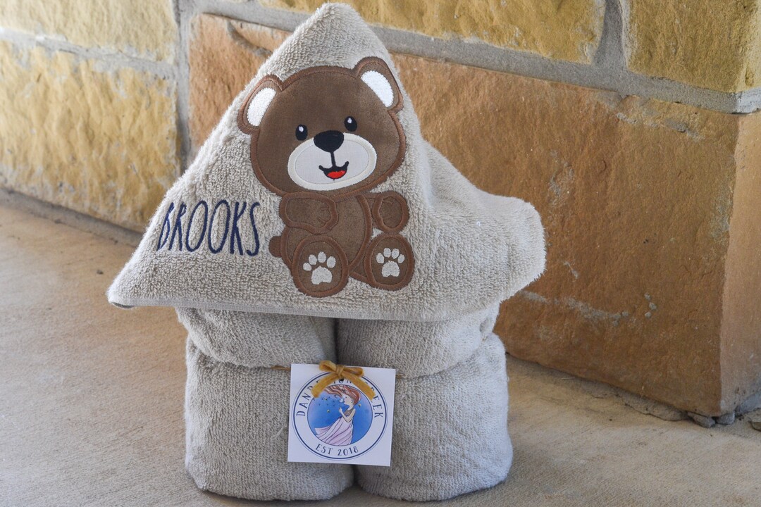 Custom Teddy Bear Hooded Bath Towel – Personalized Towel for Baby and ...