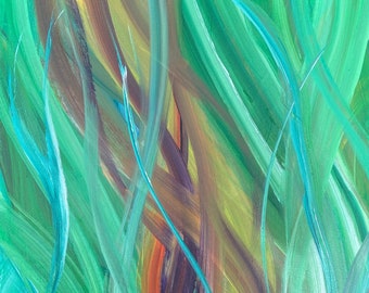Original Acrylic Artwork, Colorful Art, Acrylic Abstract Painting, Dancing Birds of Paradise