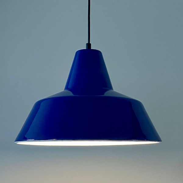 Louis Poulsen Arbejdspendel in blue Arne Jacobsen, Industrial loft light lamp