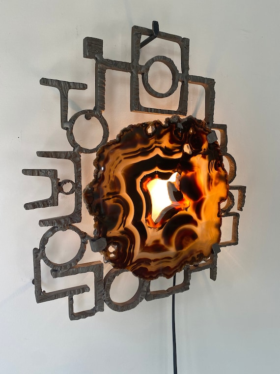 Amazing Brutalist Wall Sconce With Large Agate Piece nr 2 of - Etsy  Australia