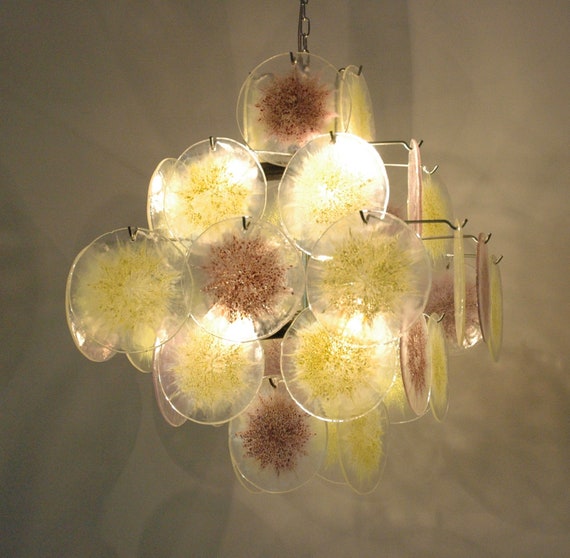 Vintage Glass Disc Chandelier from Vistosi Vintage Glass Disc Chandelier from Vistosi