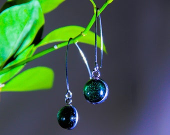 Silver Glass Drop Earrings