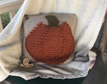 Bobble Stitch Pumpkin Pillow Crochet Pattern