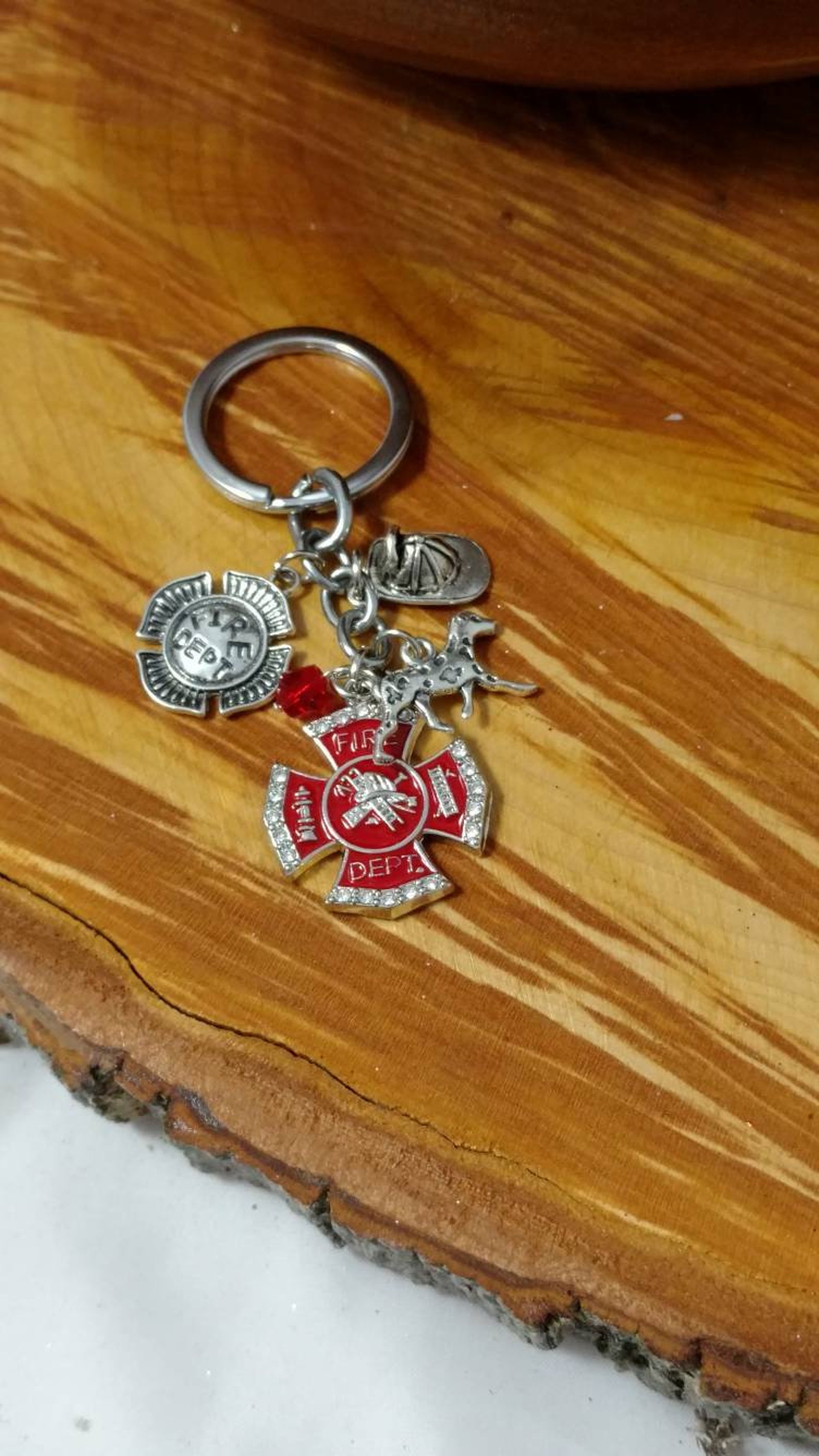 Firefighter Keychain for Fireman or Fire Chief with Maltese Etsy