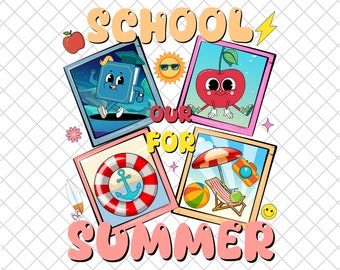 Groovy School Out For Summer PNG, Hello Summer PNG, Last Day Png, Last Day of School PNG, Summer Time, Graduation Day png