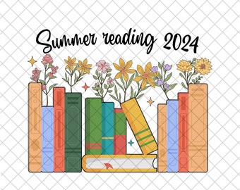 Retro Summer Reading 2024 PNG, book lover PNG, floral book, retro summer reader, favorite book, good day to read png