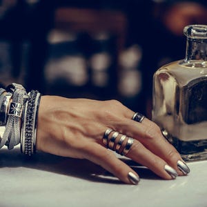 Funky silver-plated metal ring