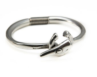 Zamak Silver-plated metal bracelet, Stackable bangle, cuff bracelet, gift for her, unique metal bangle for girlfriend