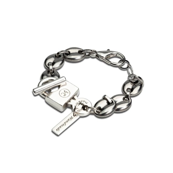 Stainless Steel Chain and Padlock Bracelet, Chunky Anchor