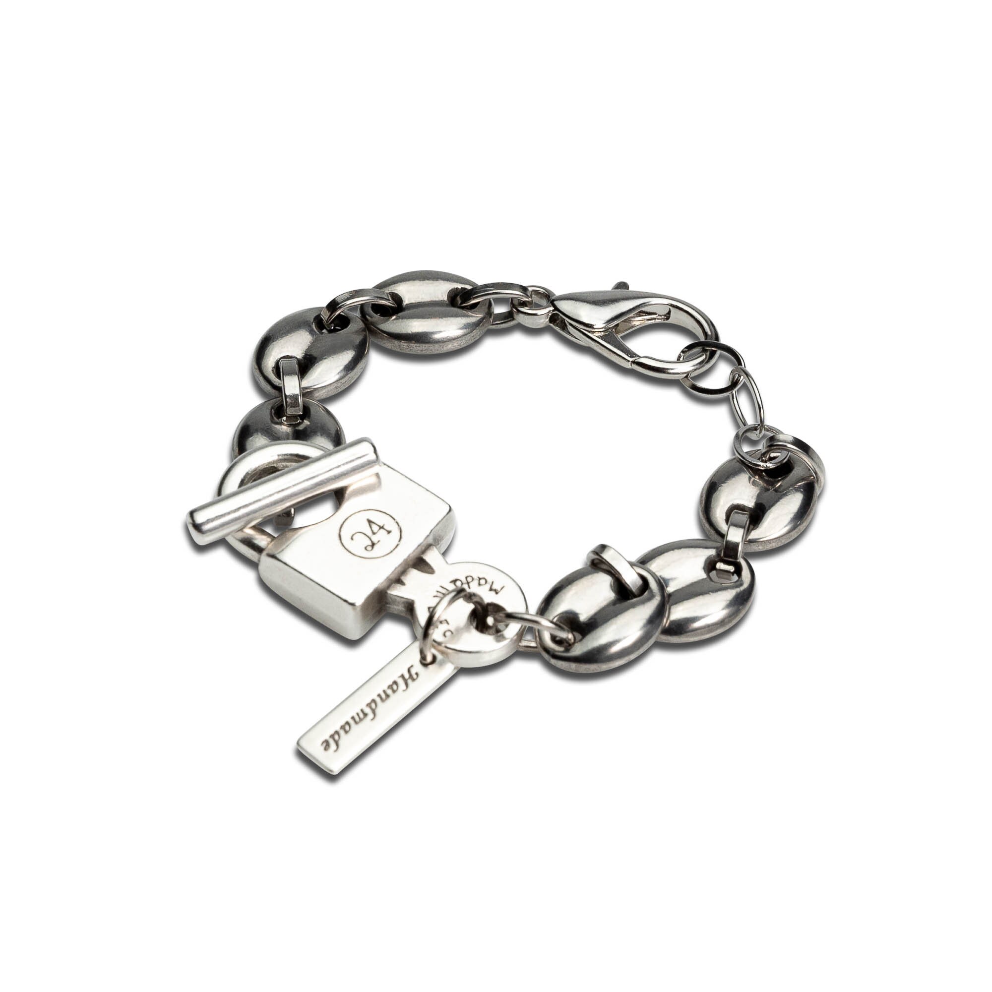Stainless Steel Chain and Padlock Bracelet, Chunky Anchor