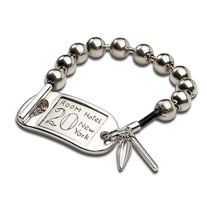 Bracelet chaîne avec plaque d&#39;identité et boule, bracelet de style unode50, grosse chaîne et manchette avec plaque