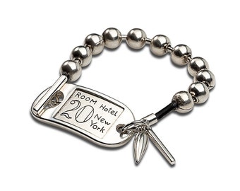 ID tag and ball chain bracelet, unode50 style bracelet, chunky chain and tag cuff