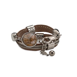 Precious stone leather wrap bracelet